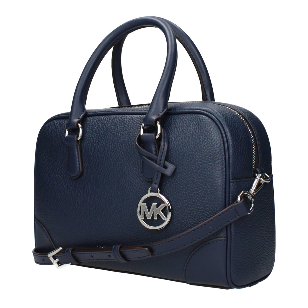 Dunkelblaue Lederhandtasche