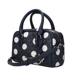 Blaue Stoffhandtasche