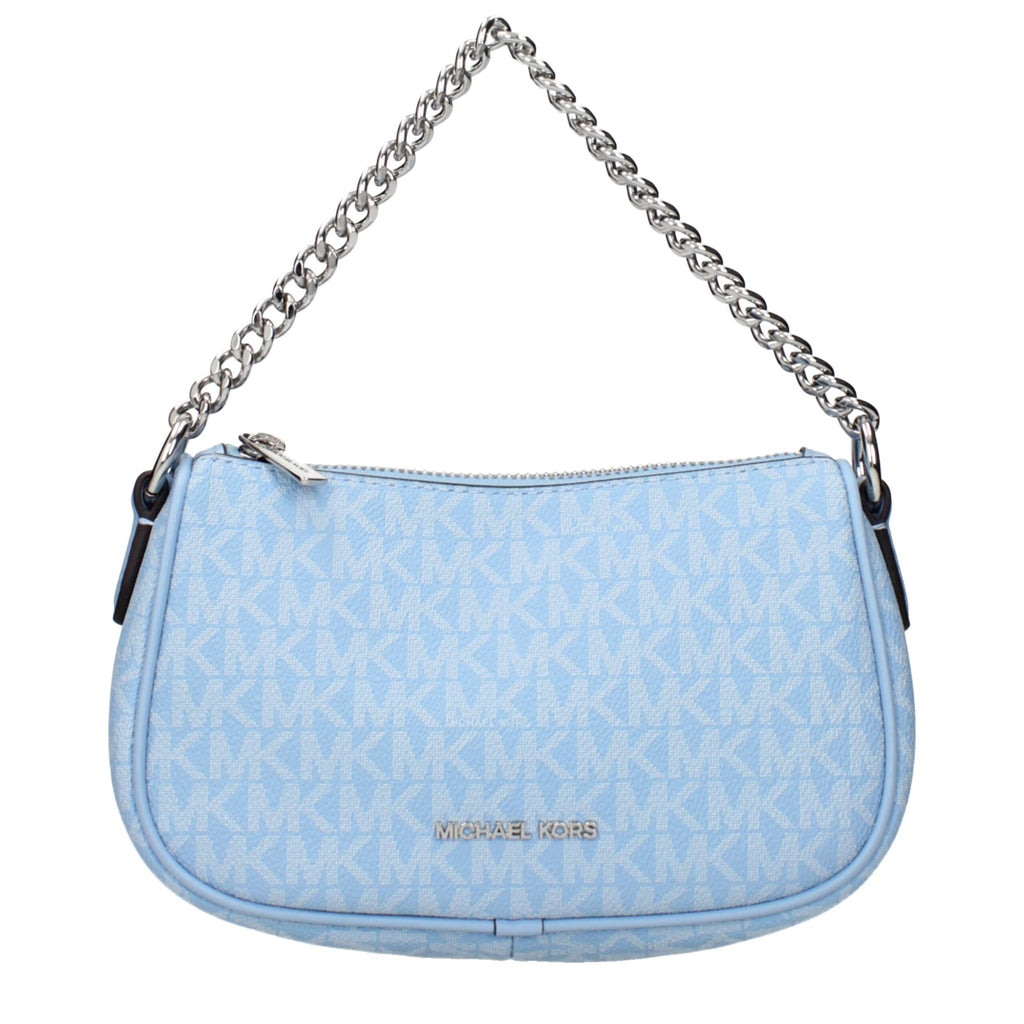Hellblaue Stoffhandtasche