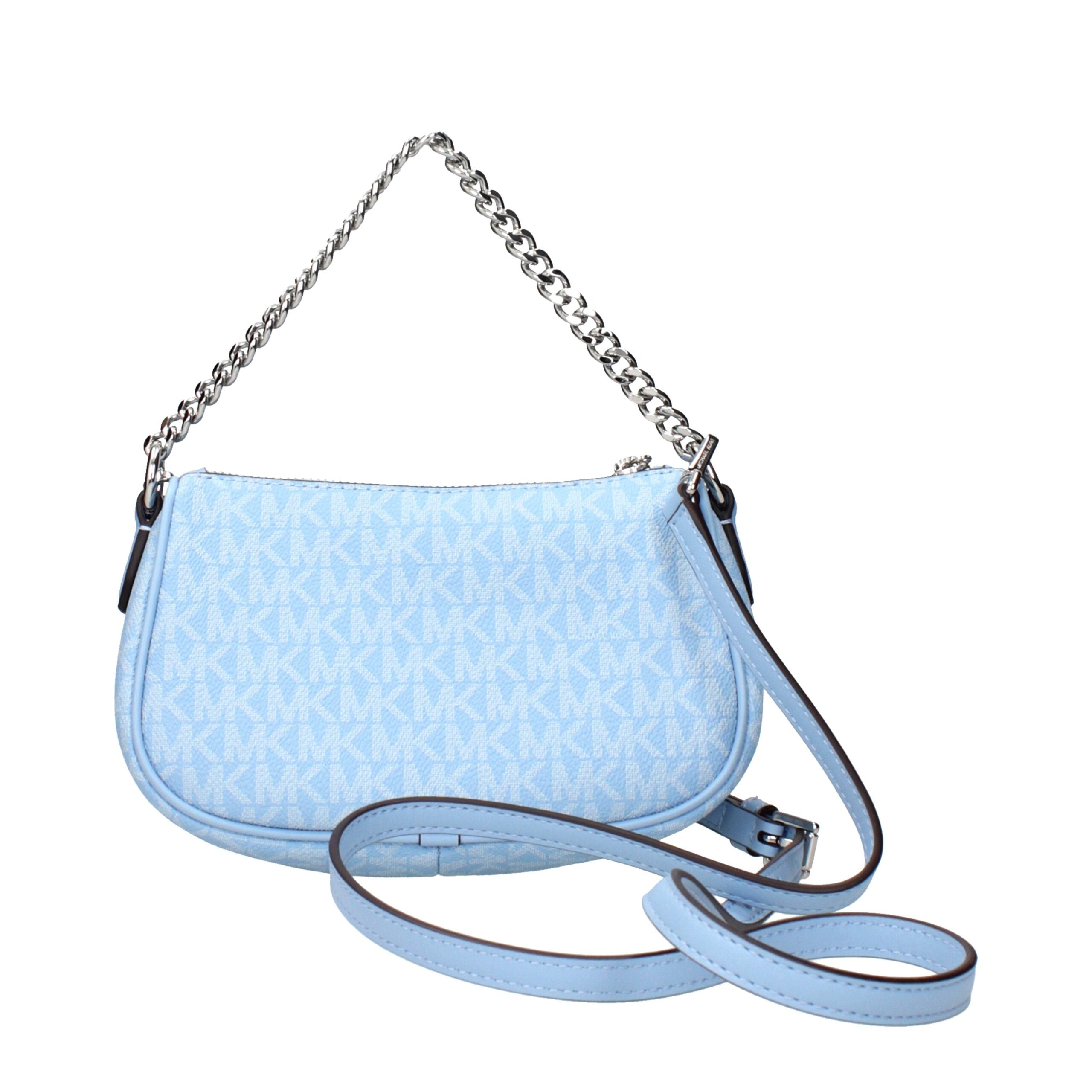 Hellblaue Stoffhandtasche