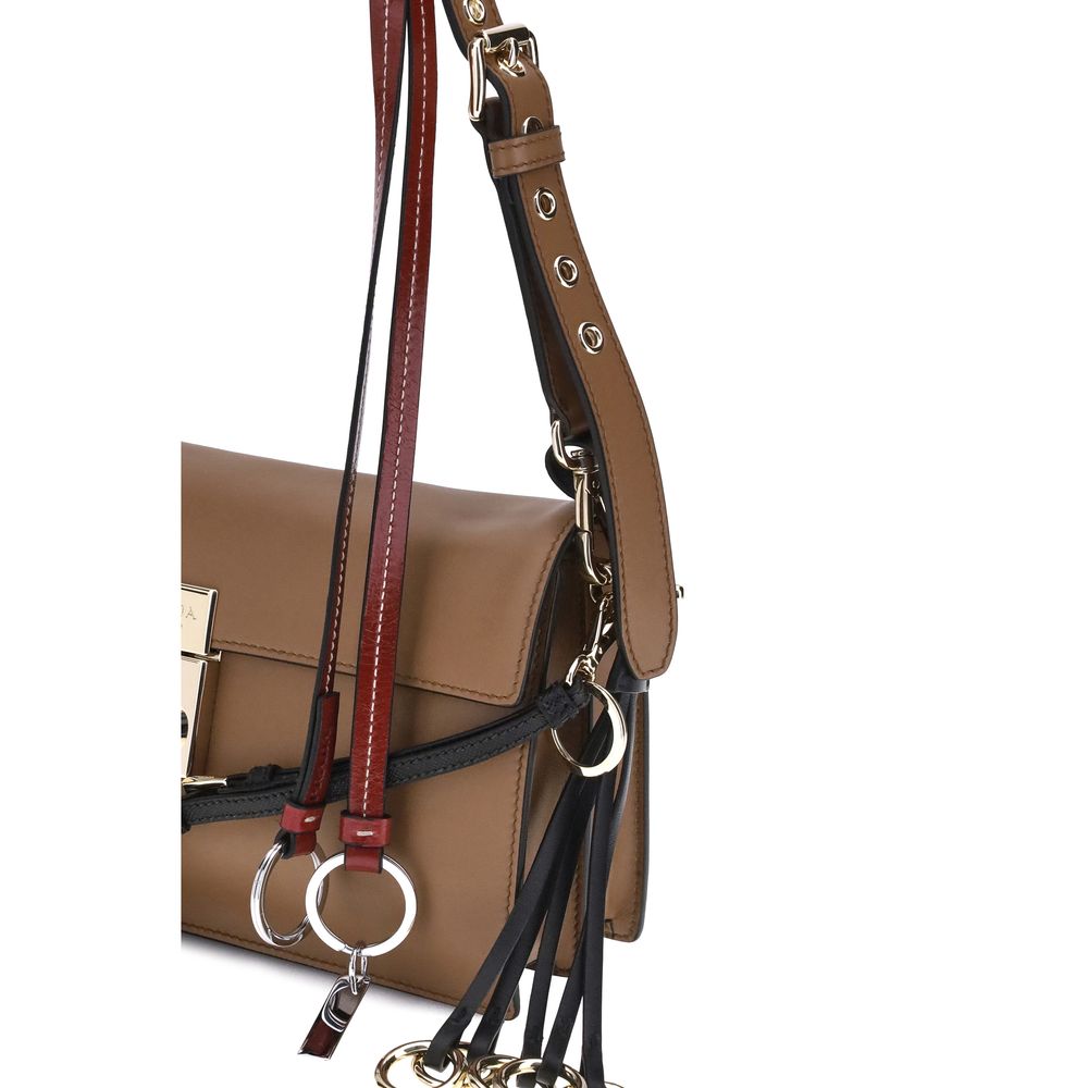 Braune Kalbsleder Bos Taurus Schultertasche