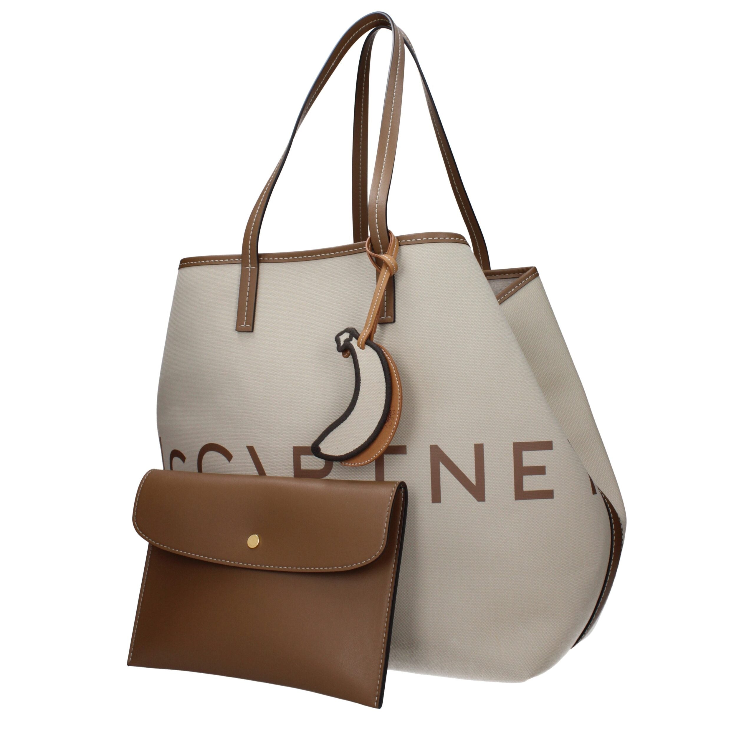 Beigefarbene Stoff-Umhängetasche